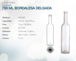 750 ml bordalesa delgada