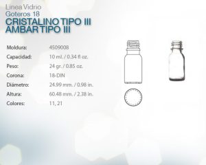 Goteros 18 cristalino tipo iii ambar tipo iii 10ml