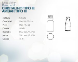 Goteros 18 cristalino tipo iii ambar tipo iii 20ml