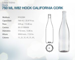 Hock 750ml w82 california cork