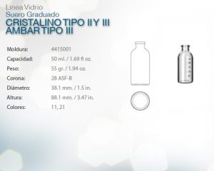 Suero graduado cristalino tipo ii y iii ambar tipo iii 50ml