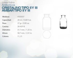 Antibioticos cristalino tipo II y iii ambar tipo ii y iii 20ml