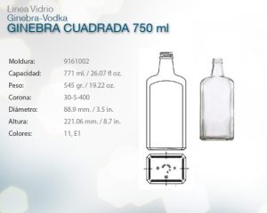 Ginebra cuadrada 750ml