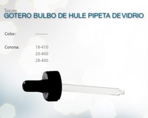 Gotero bulbo de hule pipeta de vidrio
