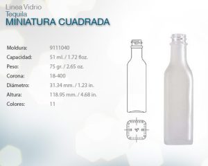 Tequila miniatura cuadrada
