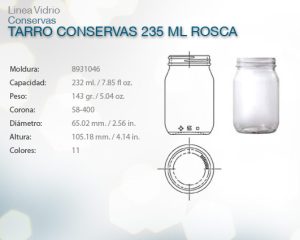 TARRO CONSERVA 235ML ROSCA