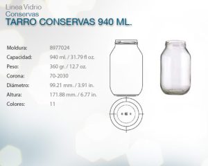 TARRO CONSERVAS 940ML